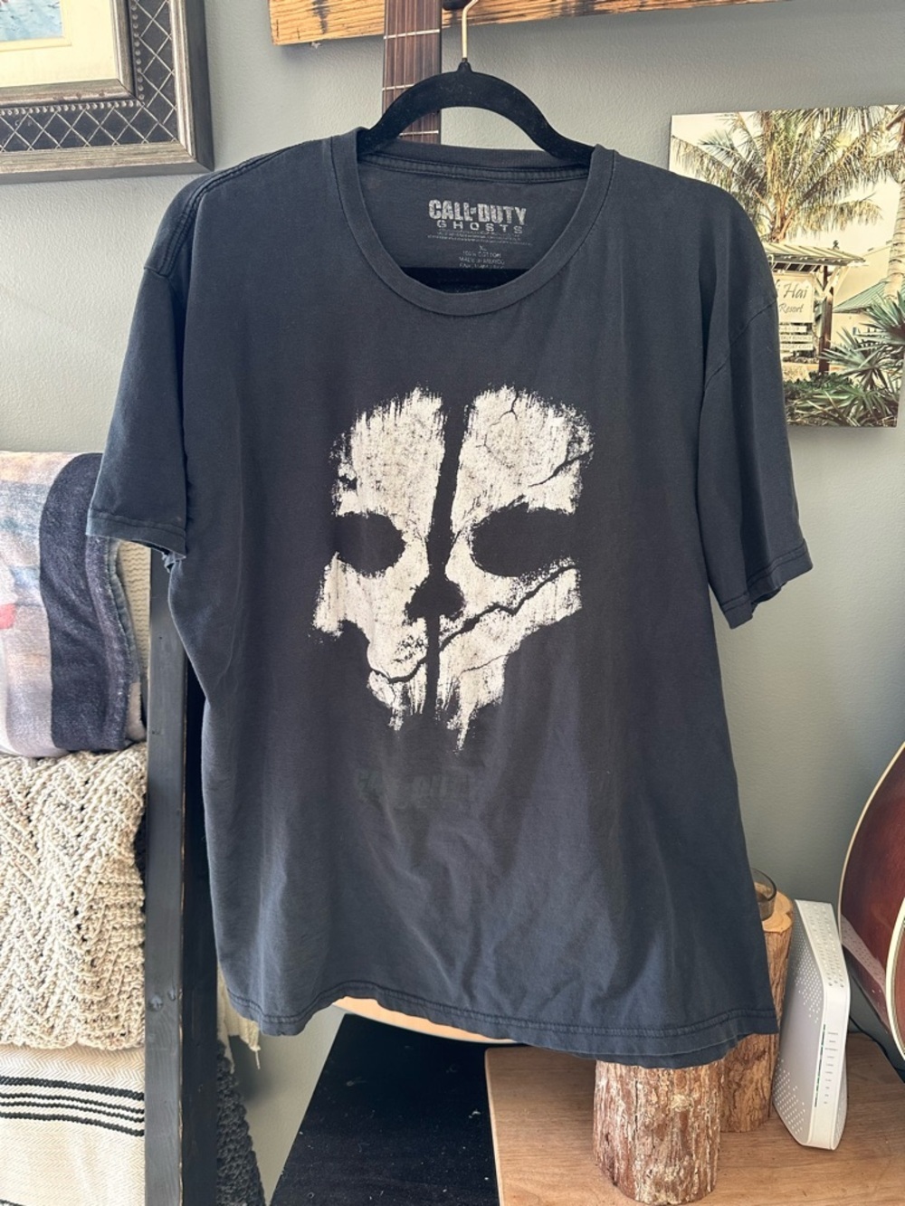 Call Of Duty Ghosts Black Graphic Skull Print Men's T-Shirt - Picture 2 of 3